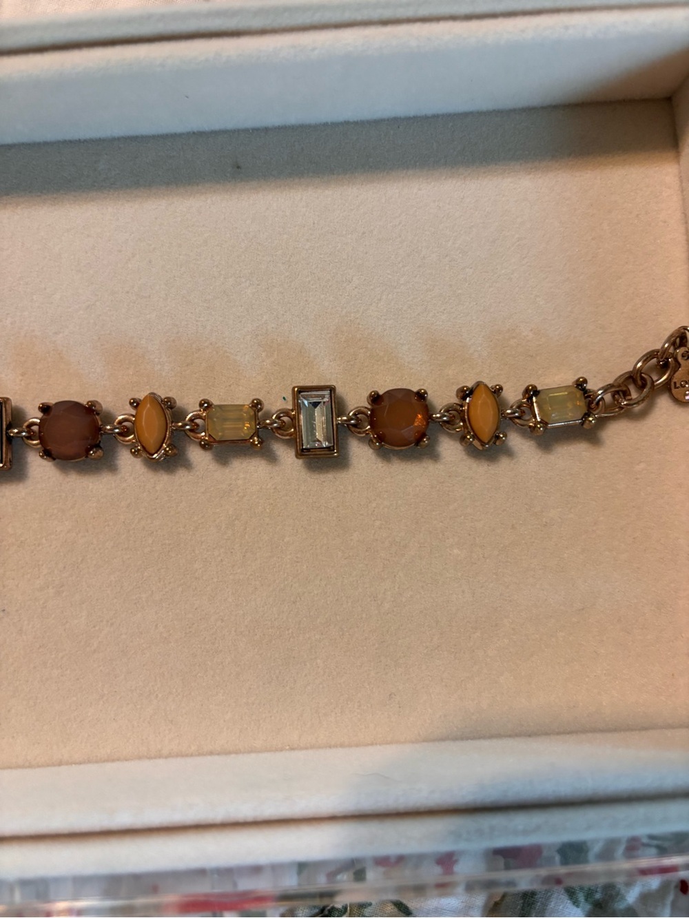 LOFT Rose Gold-Tone Multistone Bracelet with Amber, Cream , light opal accents